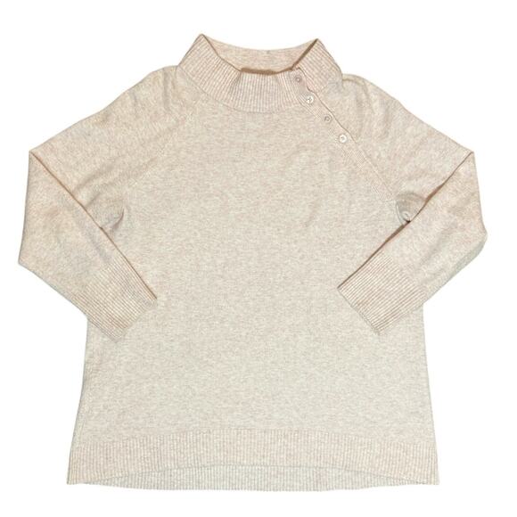 Talbots Plus Mock Neck Sweater Women 1x Heathered Pale Pink Tunic Cozy Comfy - Picture 1 of 5